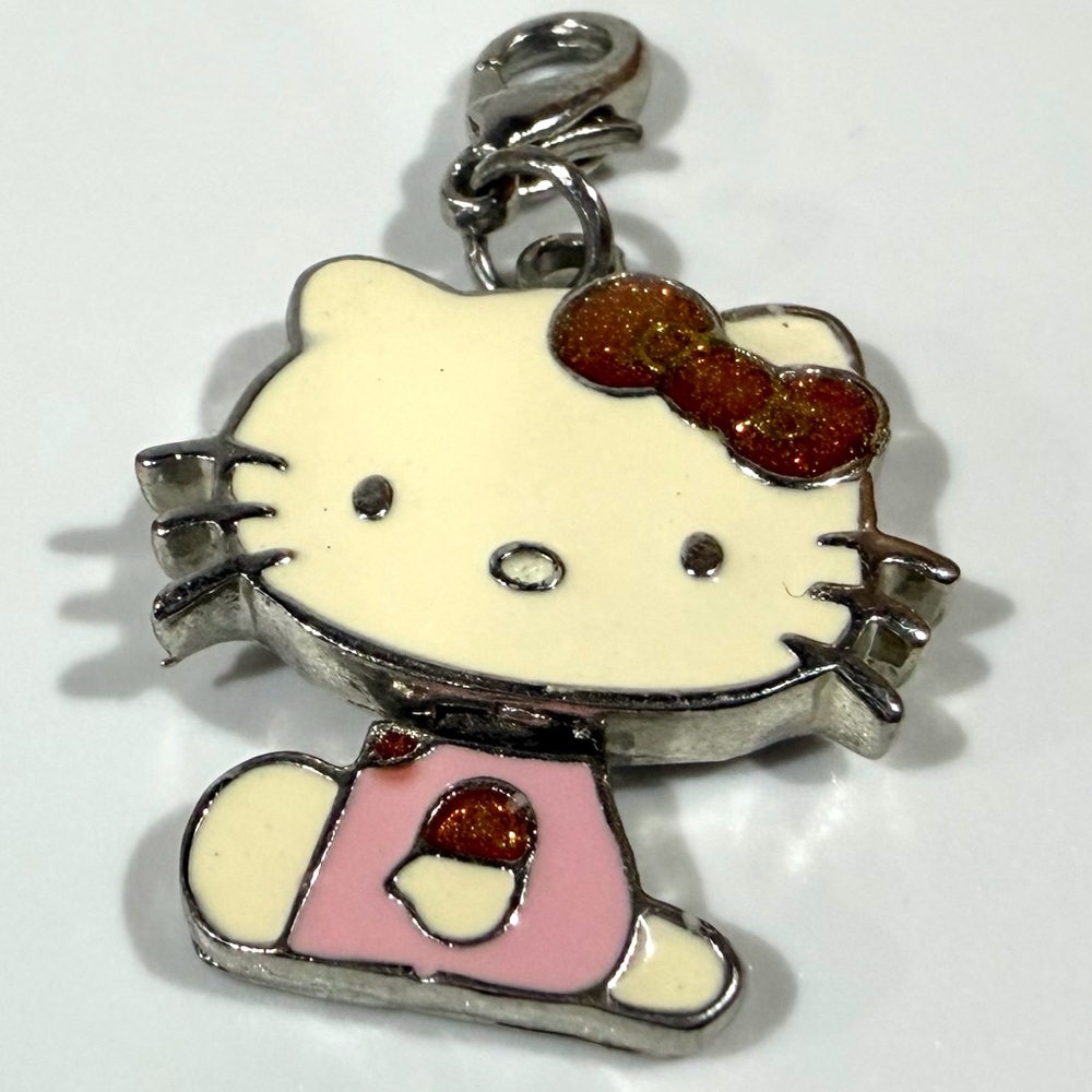 Y2K Vintage Hello Kitty Sanrio Pink Silver Charm for Bracelet or Zipper Pull